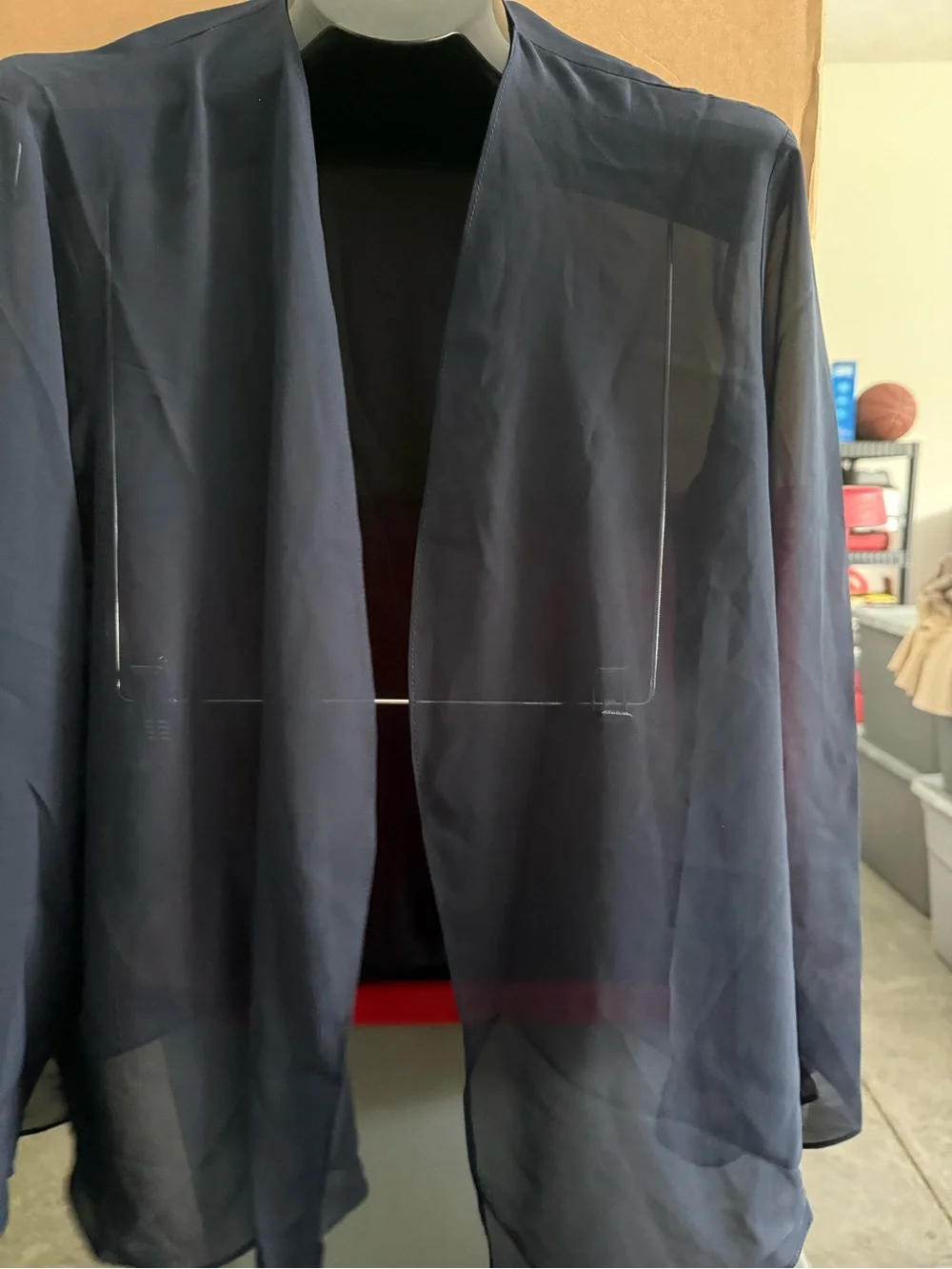 Sheer Navy Open-Front Blouse p45